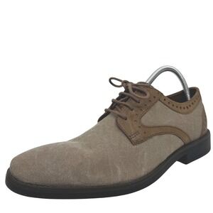 Clarks Mens Garren Canvas Leather Trim Oxford Dress Shoes Brown US 9